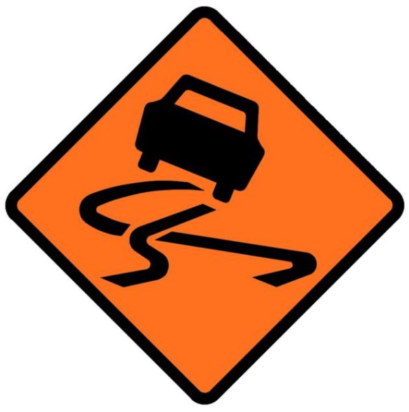 Picture of ROAD SIGN SLIPPERY SURFACE (CAR SKIDDING)