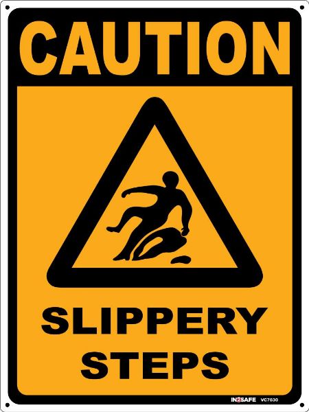Picture of CAUTION SLIPPERY STEPS SIGN 225 X 300 PVC