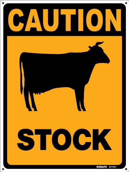 Picture of CAUTION STOCK SIGN 450 X 600 PVC