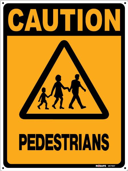 Picture of CAUTION PEDESTRIANS SIGN 225 X 300 PVC