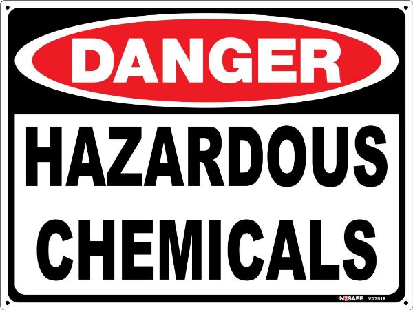 Picture of DANGER HAZARDOUS CHEMICALS SIGN 300 X 225 PVC