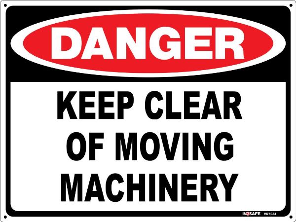 Picture of DANGER KEEP CLEAR OF MOVING MACHINERY SIGN 300 X 225 PVC