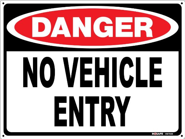 Picture of DANGER NO VEHICLE ENTRY SIGN 300 X 225 PVC