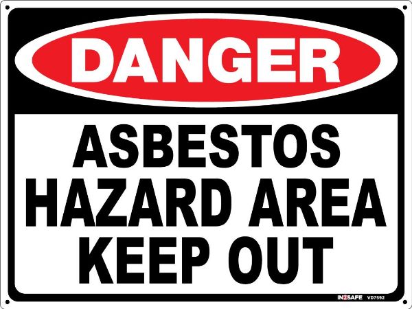 Picture of DANGER ASBESTOS HAZARD AREA KEEP OUT SIGN 300 X 225 PVC
