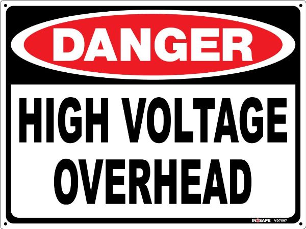 Picture of DANGER HIGH VOLTAGE OVERHEAD SIGN 400 X 300 PVC