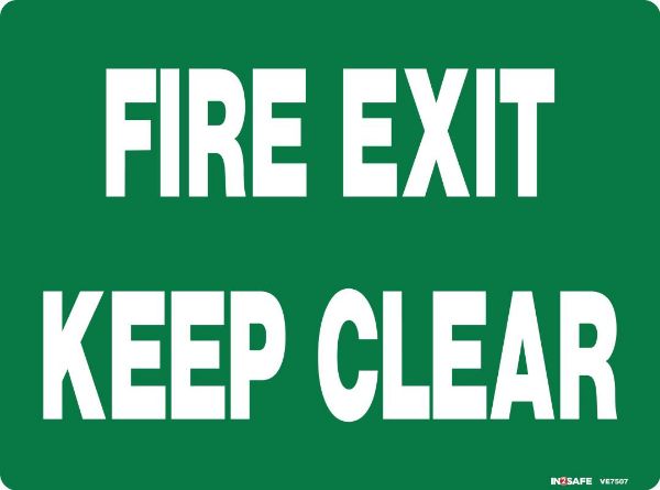 Picture of FIRE EXIT KEEP CLEAR SIGN 300 X 225 PVC