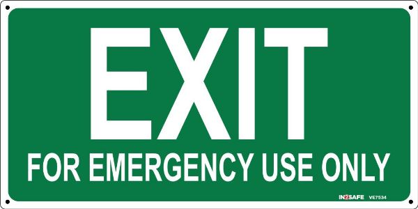 Picture of EXIT FOR EMERGENCY USE ONLY SIGN 300 X 150 PVC