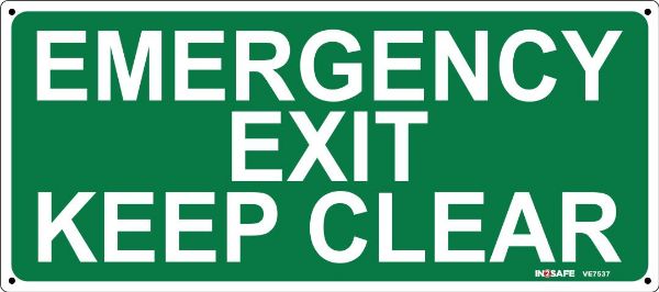 Picture of EMERGENCY EXIT KEEP CLEAR SIGN 450 X 200 PVC