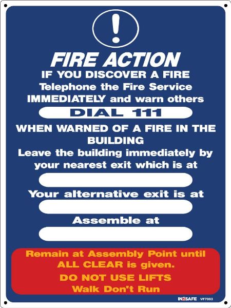Picture of FIRE ACTION SIGN (NO ALARM) 300 X 400 PVC