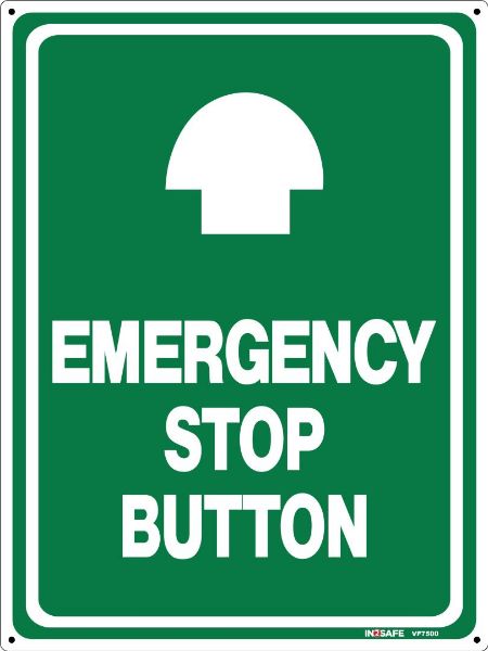 Picture of EMERGENCY STOP BUTTON SIGN 225 X 300 PVC