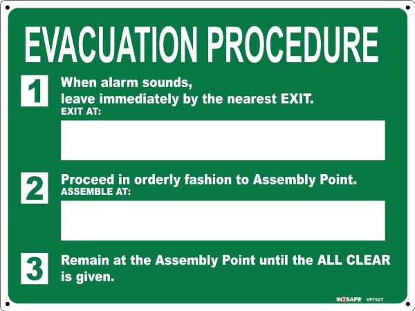 Picture of EVACUATION PROCEDURE SIGN 300 X 225 PVC