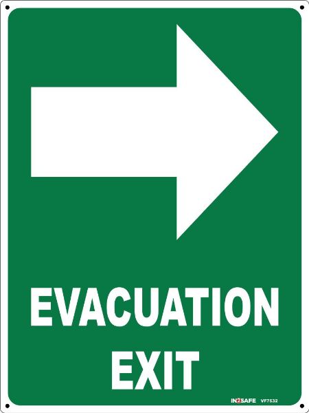 Picture of EVACUATION EXIT RIGHT SIGN 225 X 300 PVC