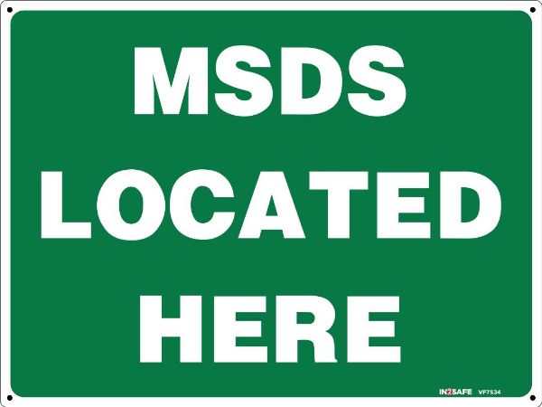 Picture of MSDS LOCATED HERE SIGN 300 X 225 PVC