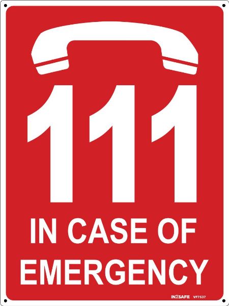 Picture of IN CASE OF EMERGENCY DIAL 111 SIGN 225 X 300 PVC