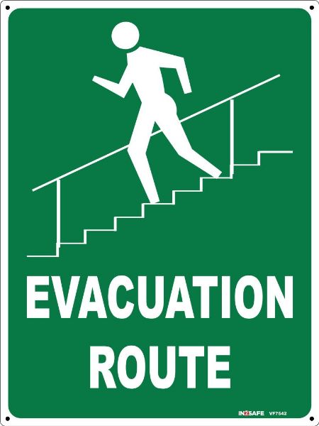 Picture of EVACUATION ROUTE STAIRS LEFT SIGN 225 X 300 PVC