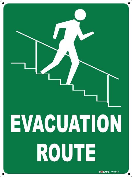 Picture of EVACUATION ROUTE STAIRS RIGHT SIGN 225 X 300 PVC