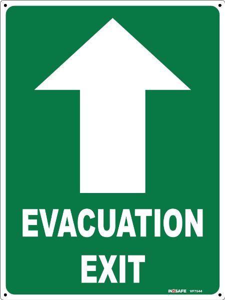 Picture of EVACUATION EXIT UP SIGN 225 X 300 PVC