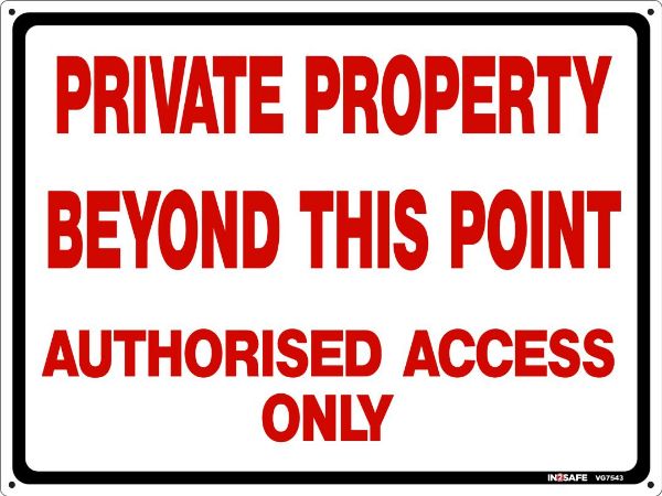 Picture of PRIVATE PROPERTY BEYOND THIS POINT SIGN 400 X 300 ACM