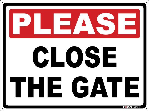 Picture of PLEASE CLOSE THE GATE SIGN 300 X 225 PVC