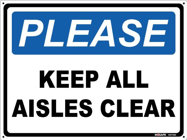 Picture of PLEASE KEEP ALL AISLES CLEAR SIGN 300 X 225 PVC