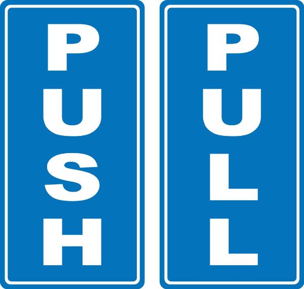 Picture of PUSH PULL SIGN LABEL SET 75 X 150 SAV