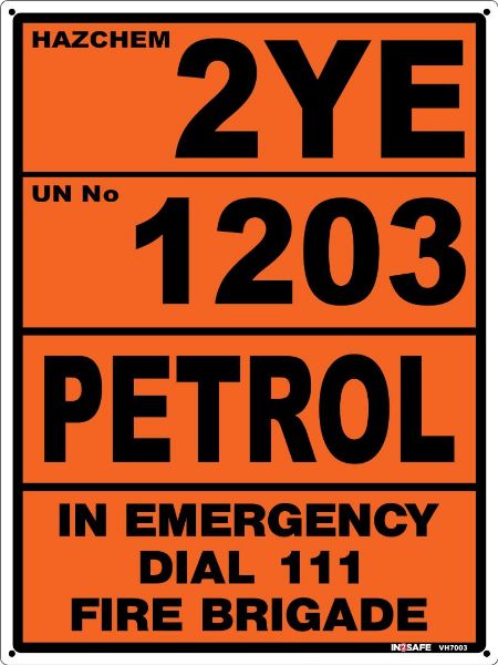 Picture of PETROL 2YE UN1203 SIGN LABEL 225 X 300 PVC