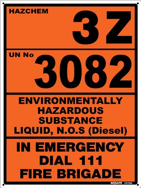 Picture of DIESEL UN3082 3Z STORAGE SIGN LABEL 300X400MM SAV