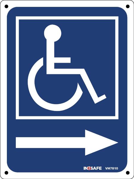 Picture of WHEELCHAIR ARROW RIGHT SIGN 300 X 400 PVC