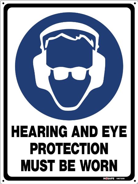 Picture of HEARING & EYE PROTECTION MUST BE WORN SIGN 225 X 300 PVC