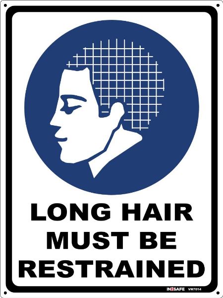 Picture of LONG HAIR MUST BE RESTRAINED SIGN 225 X 300 PVC