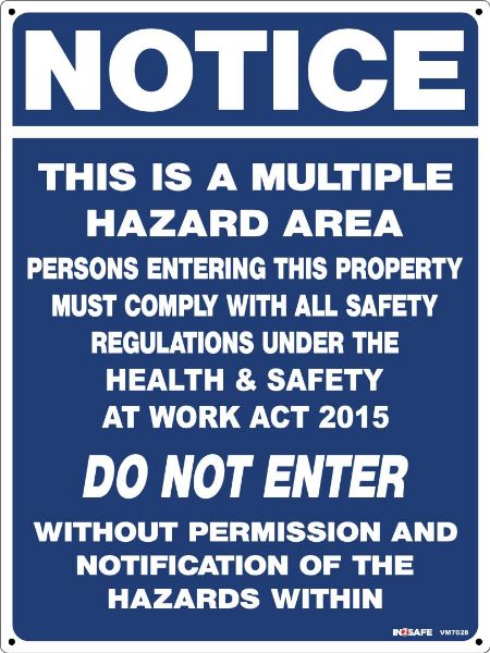 Picture of NOTICE THIS IS A MULTIPLE HAZARD AREA SIGN 300 X 400 PVC