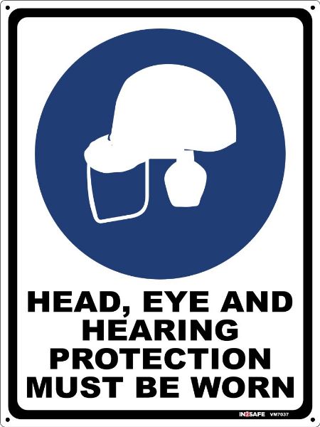 Picture of HEAD EYE AND HEARING PROTECTION MUST BE WORN SIGN 225 X 300