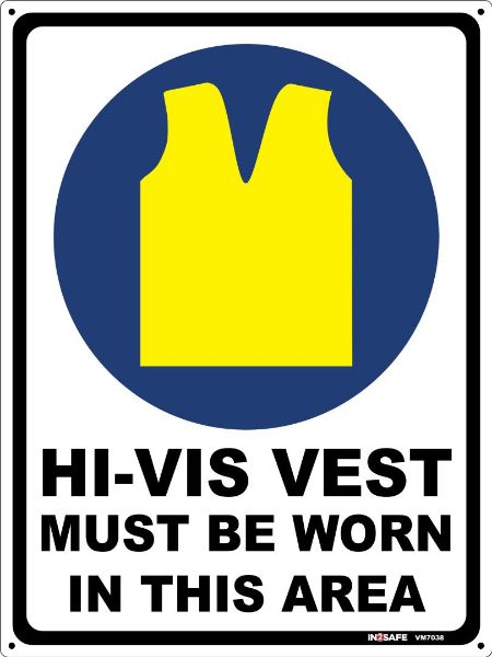 Picture of HIVIS VEST MUST BE WORN IN THIS AREA SIGN 225 X 300 PVC