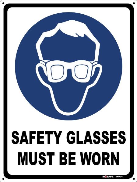 Picture of SAFETY GLASSES MUST BE WORN SIGN 225 X 300 PVC