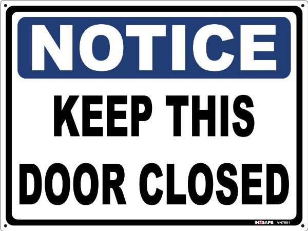 Picture of NOTICE KEEP THIS DOOR CLOSED SIGN 300 X 225 PVC