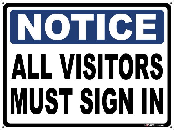Picture of NOTICE ALL VISITORS MUST SIGN IN SIGN 300 X 225 PVC