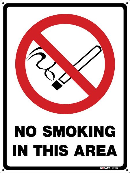 Picture of NO SMOKING IN THIS AREA SIGN 225 X 300 PVC