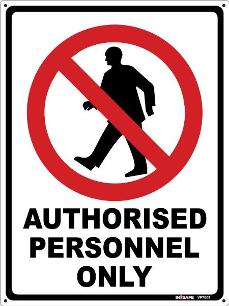 Picture of AUTHORISED PERSONNEL ONLY SIGN 225 X 300 PVC
