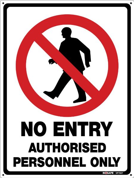 Picture of NO ENTRY AUTHORISED PERSONNEL ONLY SIGN 225 X 300 PVC
