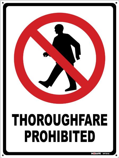 Picture of THOROUGHFARE PROHIBITED SIGN 225 X 300 PVC