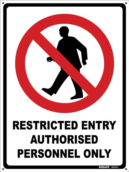 Picture of RESTRICTED ENTRY AUTHORISED PERSONNEL ONLY SIGN 225 X 300 PV