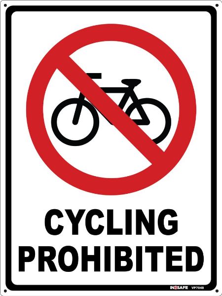Picture of CYCLING PROHIBITED SIGN 225 X 300 PVC