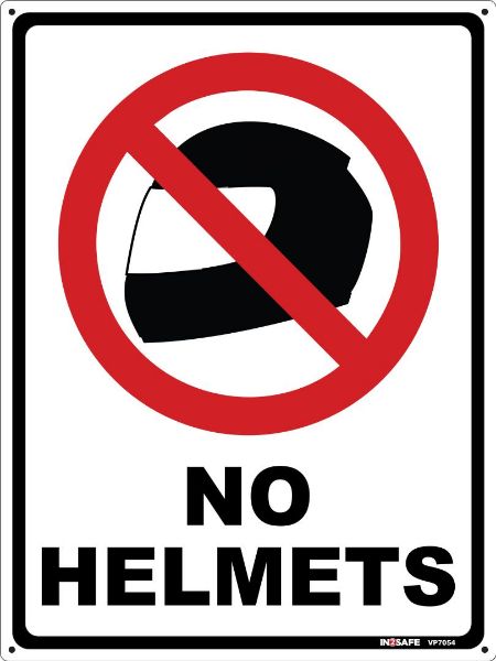 Picture of NO HELMETS SIGN 225 X 300 PVC