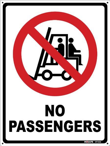 Picture of NO PASSENGERS FORKLIFT SIGN PVC 225 X 300 PVC