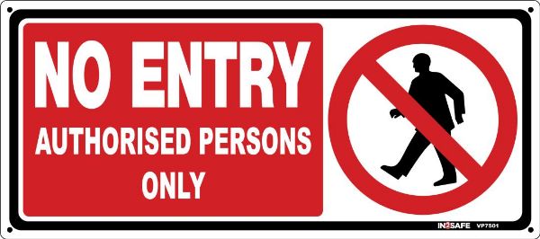 Picture of NO ENTRY AUTHORISED PERSONS ONLY RED SIGN 450 X 200 PVC