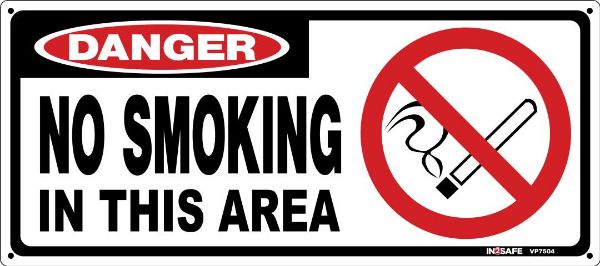 Picture of DANGER NO SMOKING IN THIS AREA SIGN LABEL 450 X 200 SAV