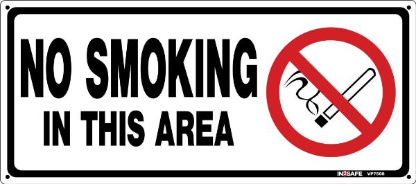 Picture of NO SMOKING IN THIS AREA SIGN 450 X 200 PVC
