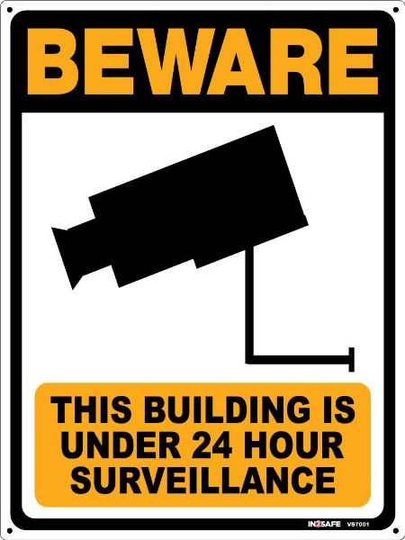 Picture of BEWARE THIS BUILDING IS UNDER 24 HOUR SURVEILLANCE SIGN 225