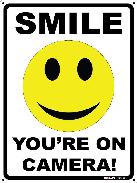 Picture of SMILE YOU ARE ON CAMERA SIGN 225 X 300 PVC