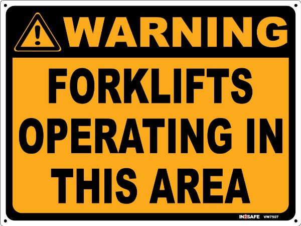 Picture of WARNING FORKLIFTS OPERATING IN THIS AREA SIGN 800 X 600 PVC